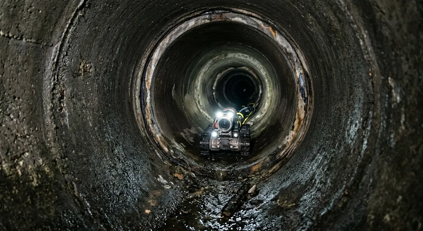 Robotic sewer camera inspecting pipe interior for Drain Snake Service in Kentfield